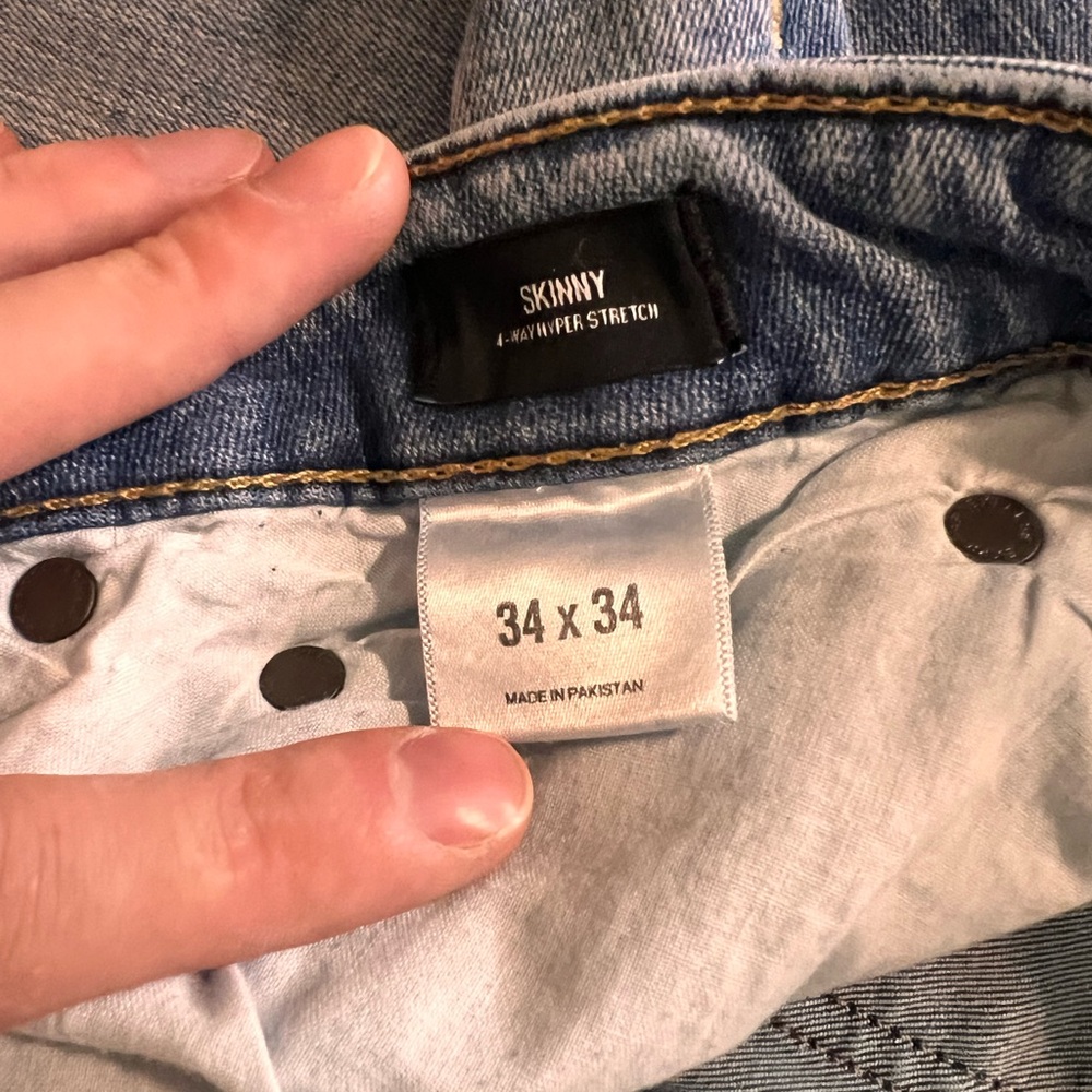 Express Men's Light Blue Slim Jeans - Picture 3 of 5